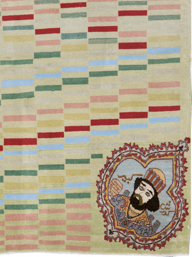 Vintage Persian Pictorial Tabriz Rug, No.29589 - Galerie Shabab