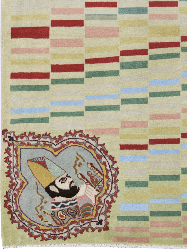 Vintage Persian Pictorial Tabriz Rug, No.29589 - Galerie Shabab