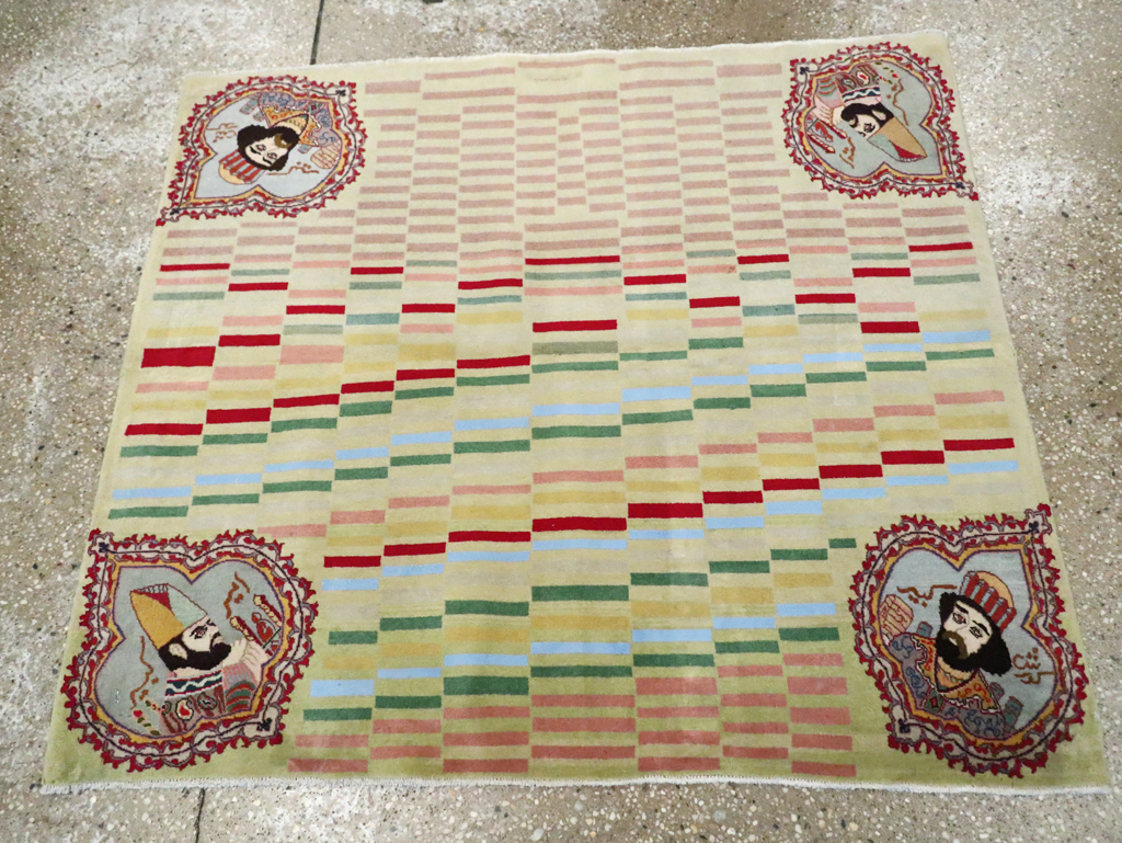 Vintage Persian Pictorial Tabriz Rug, No.29589 - Galerie Shabab