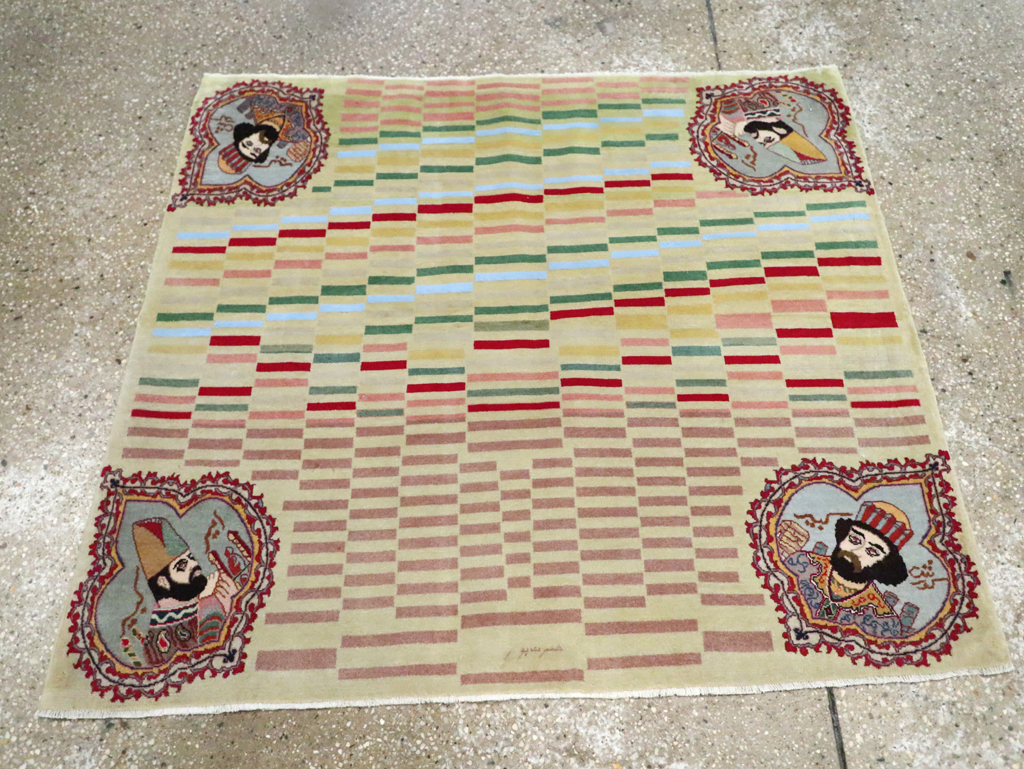 Vintage Persian Pictorial Tabriz Rug, No.29589 - Galerie Shabab