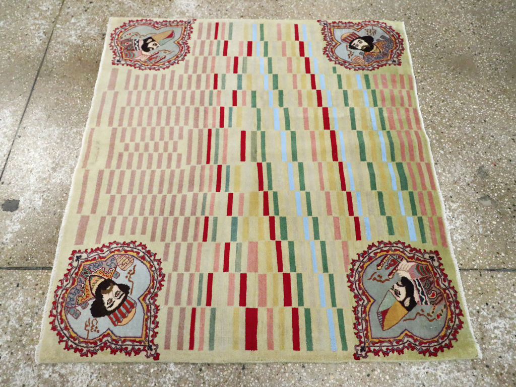 Vintage Persian Pictorial Tabriz Rug, No.29589 - Galerie Shabab