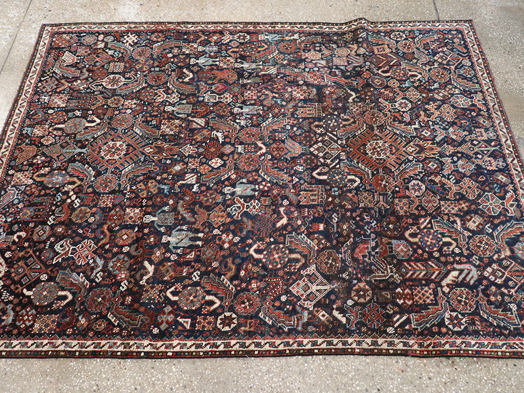 Antique Persian Shiraz Pictorial Accent Rug, No.29604 - Galerie Shabab