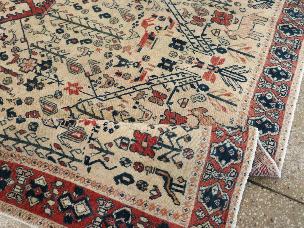 Vintage Persian Qashqai Pictorial Accent Rug, No.29608 - Galerie Shabab