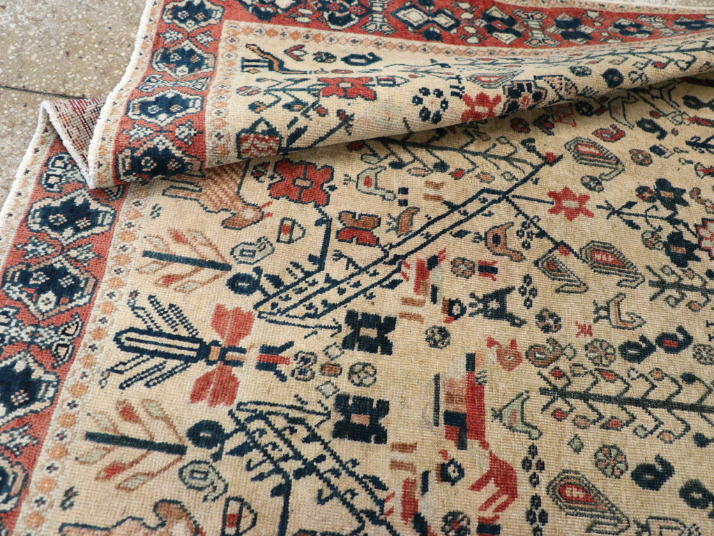 Vintage Persian Qashqai Pictorial Accent Rug, No.29608 - Galerie Shabab