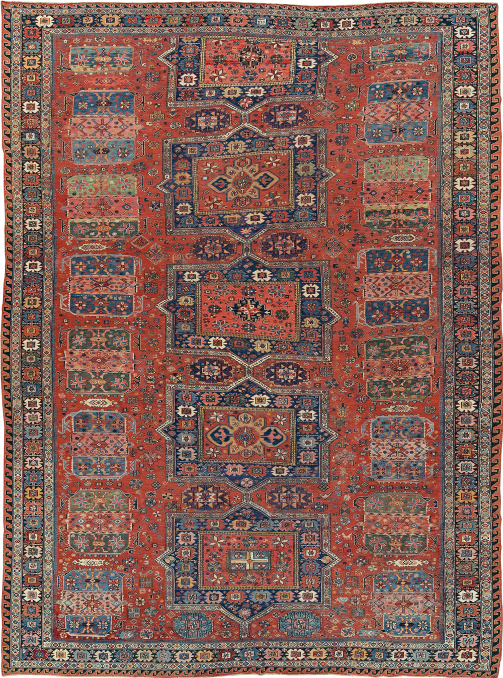 Antique Central Asian Soumak Room Size Carpet, No.29613 - Galerie Shabab