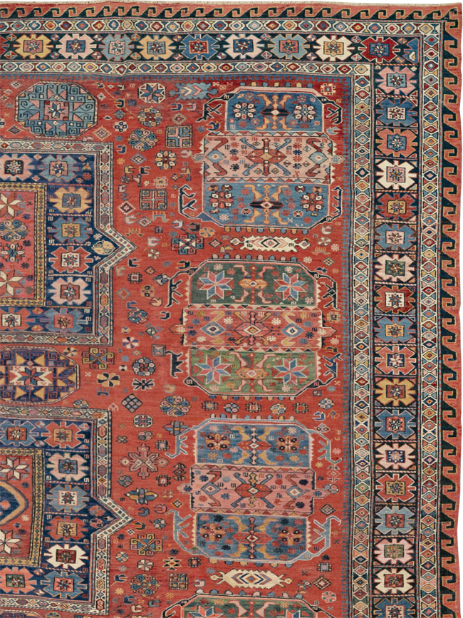 Antique Central Asian Soumak Room Size Carpet, No.29613 - Galerie Shabab