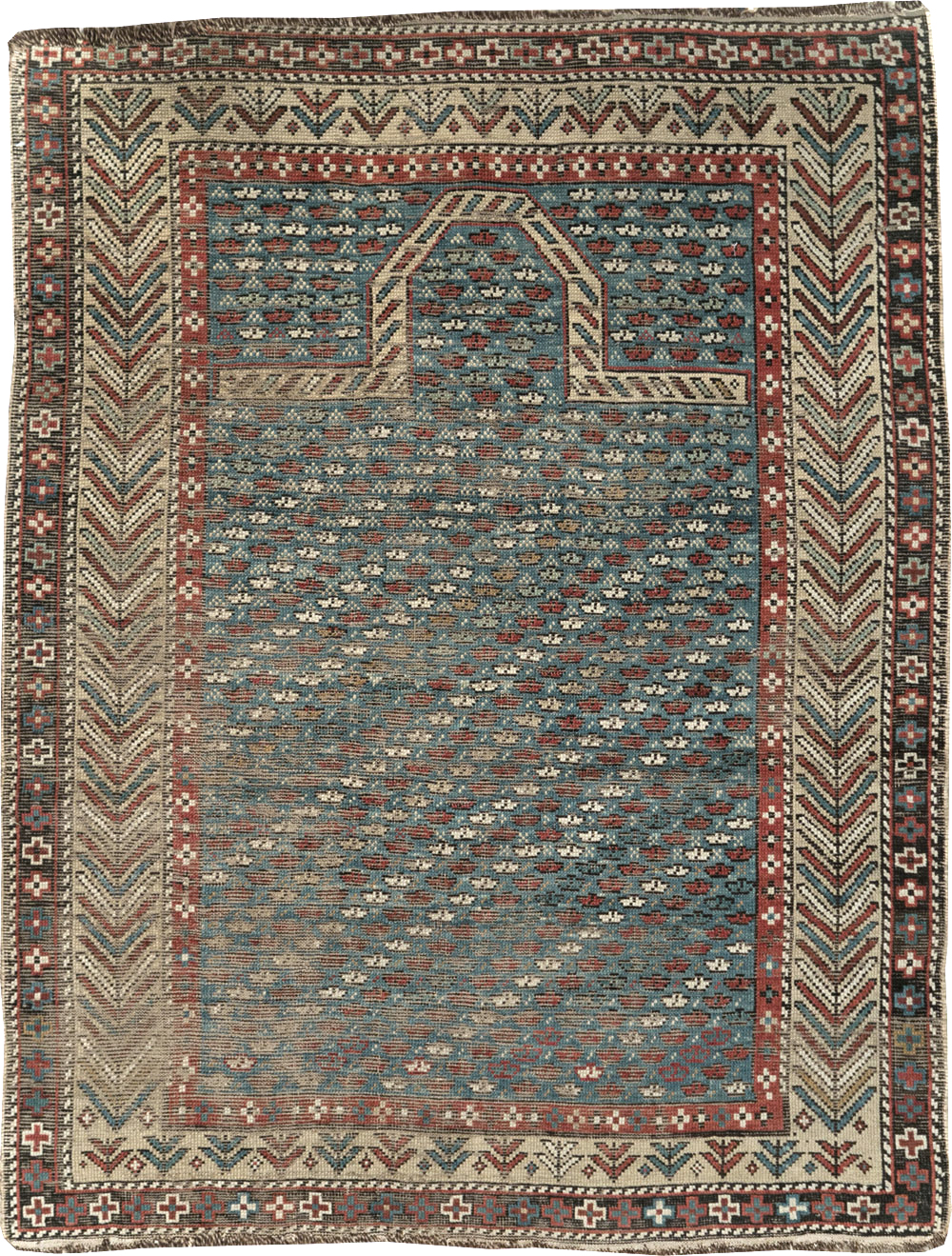 Distressed Antique Caucasian Shirvan Throw Rug, No.29626 - Galerie Shabab