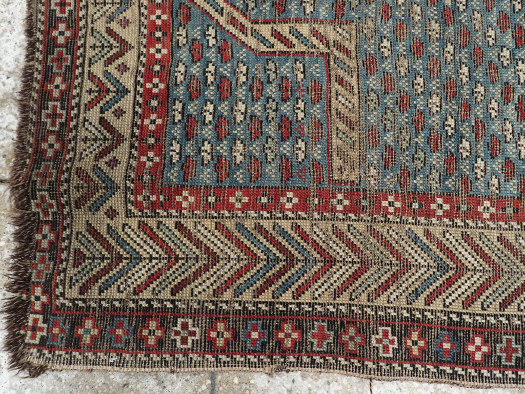Distressed Antique Caucasian Shirvan Throw Rug, No.29626 - Galerie Shabab