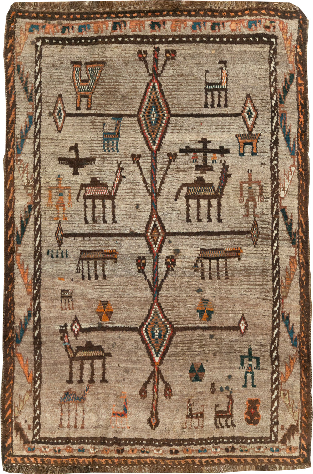 Vintage Persian Gabbeh Pictorial Rug, No.29640 - Galerie Shabab