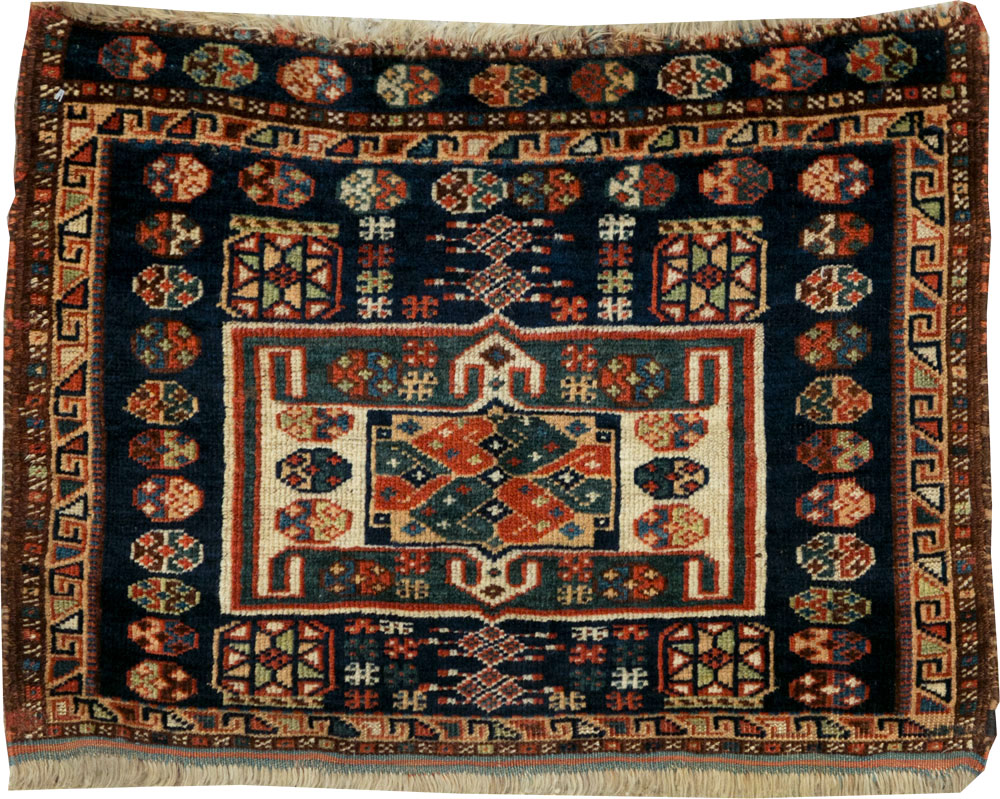 Antique Persian Khamseh Throw Rug, No.29644 - Galerie Shabab