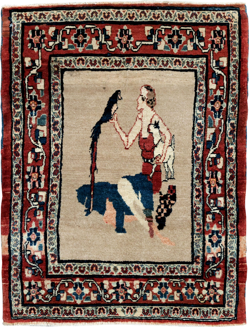 Antique Perisan Tabriz Pictorial Rug, No.29649 - Galerie Shabab