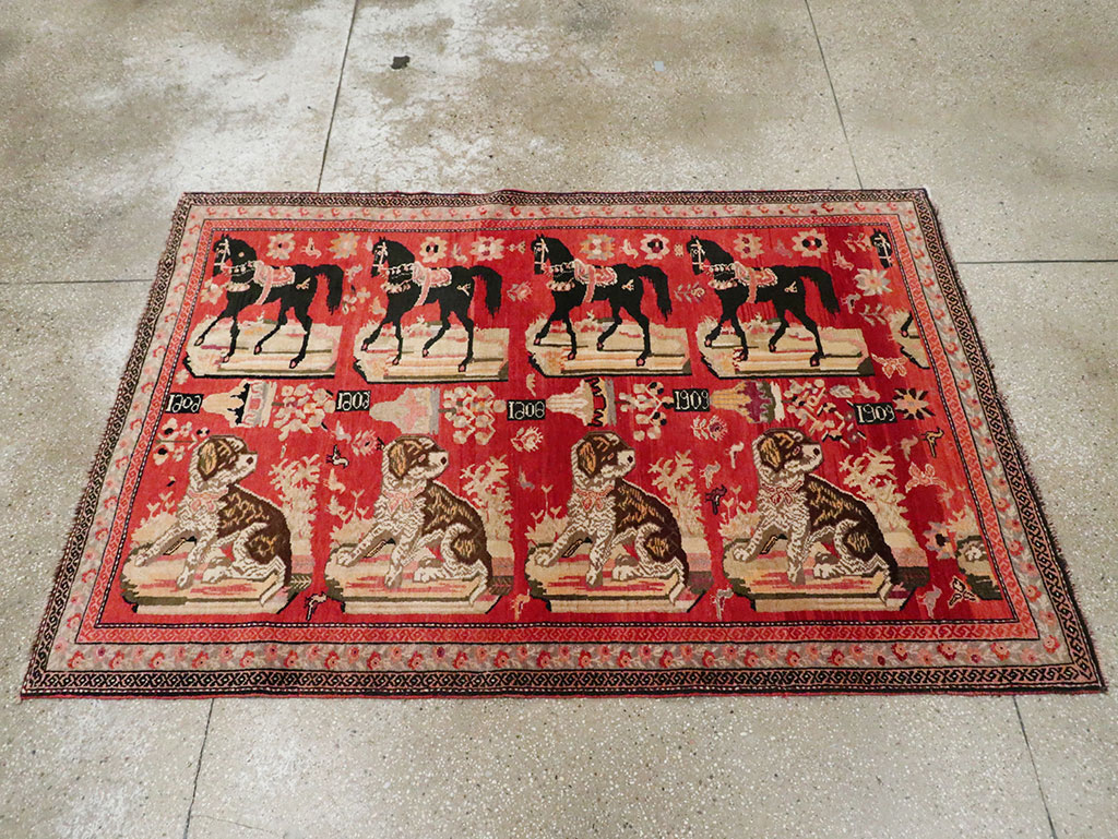 Vintage Pictorial Karabagh Rug, No.29651 - Galerie Shabab