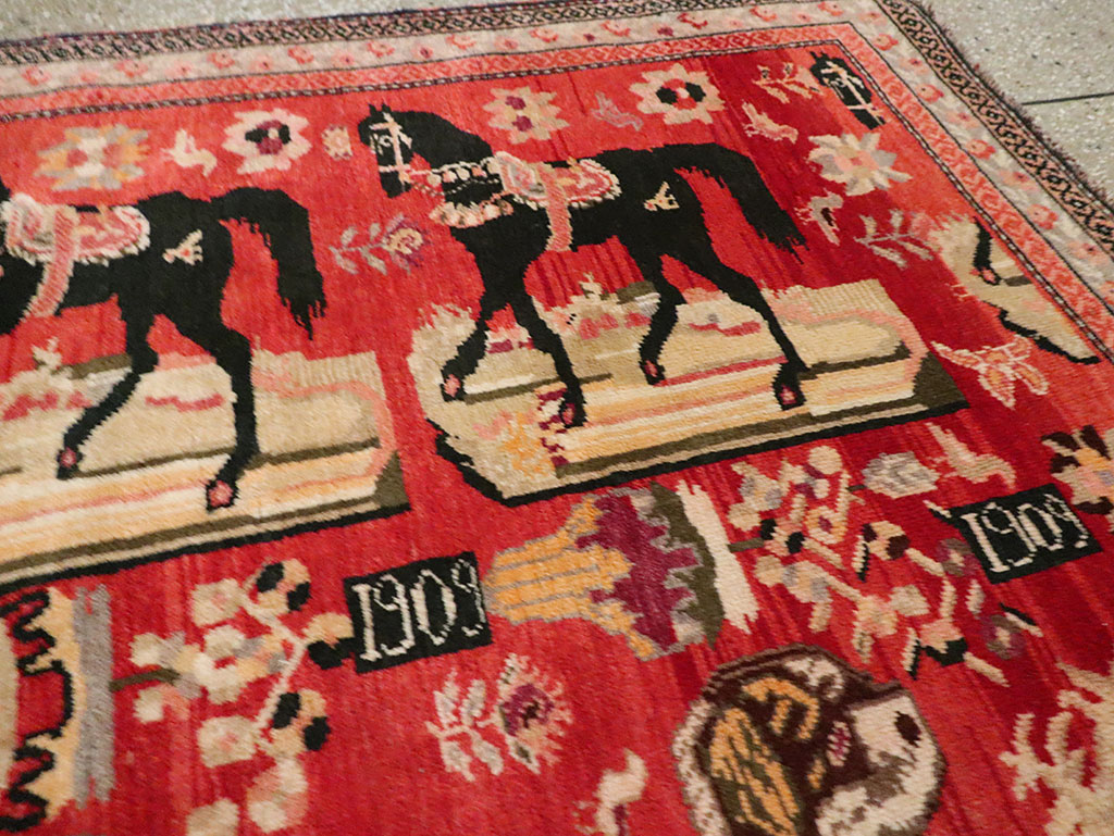 Vintage Pictorial Karabagh Rug, No.29651 - Galerie Shabab