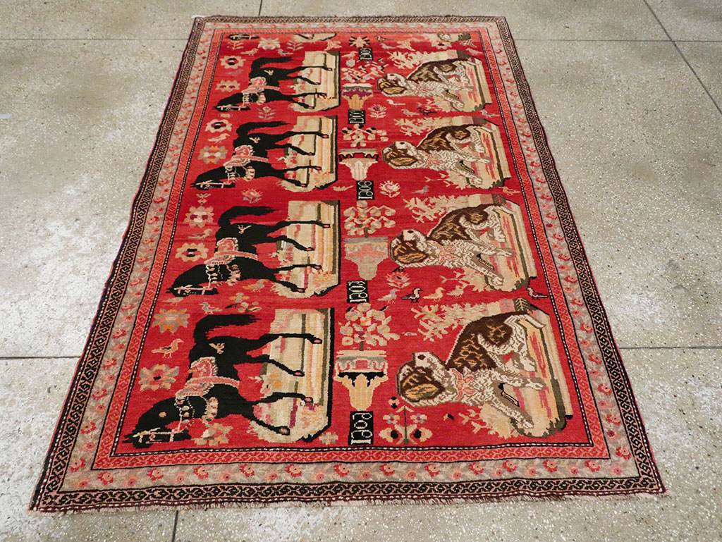 Vintage Pictorial Karabagh Rug, No.29651 - Galerie Shabab