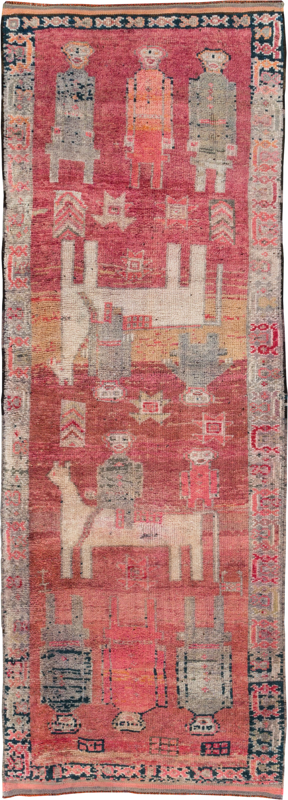 Vintage Turkish Anatolian Pictorial Runner, No.29676 - Galerie Shabab