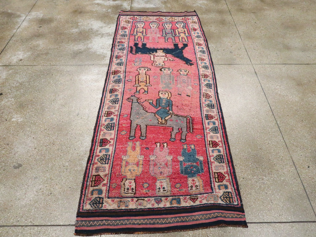 Vintage Turkish Anatolian Pictorial Runner, No.29679 - Galerie Shabab