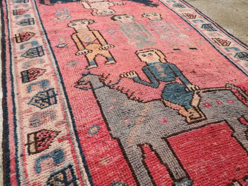 Vintage Turkish Anatolian Pictorial Runner, No.29679 - Galerie Shabab