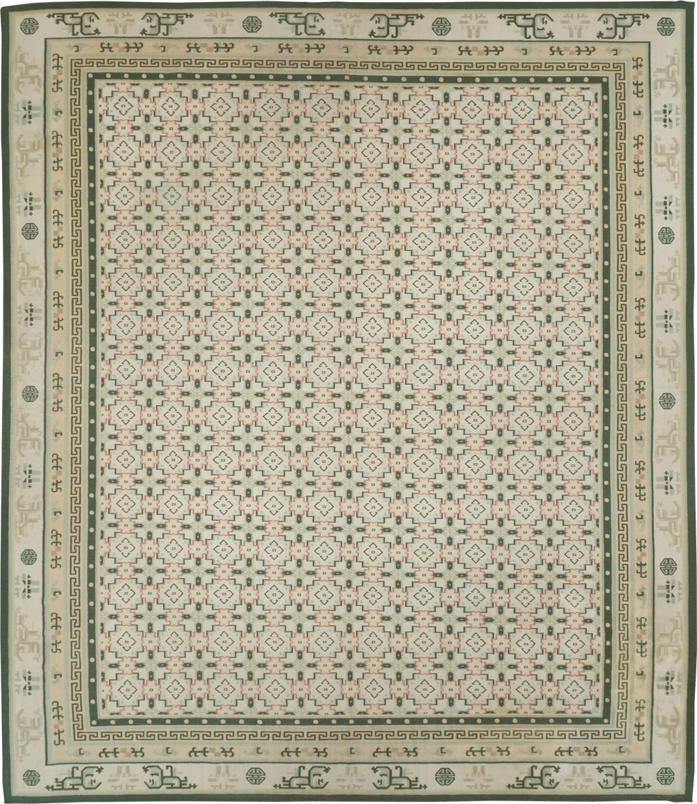 Large Vintage Indian Dhurrie Flatweave Carpet, No.29705 - Galerie Shabab