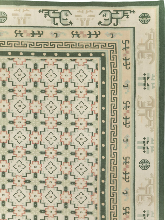 Large Vintage Indian Dhurrie Flatweave Carpet, No.29705 - Galerie Shabab