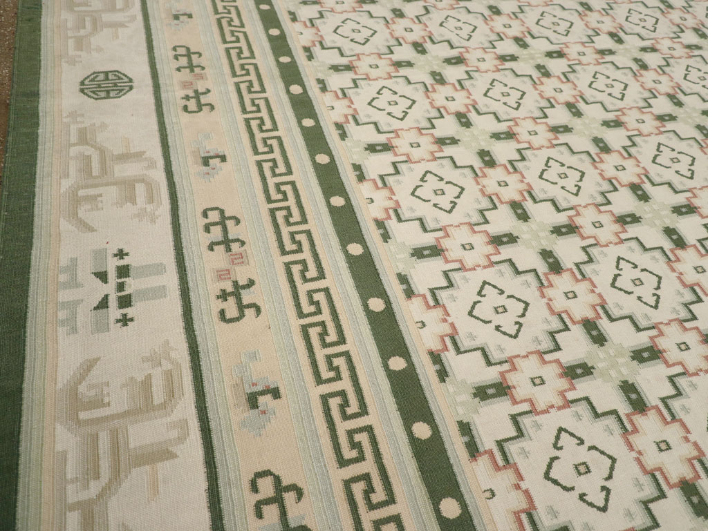 Large Vintage Indian Dhurrie Flatweave Carpet, No.29705 - Galerie Shabab