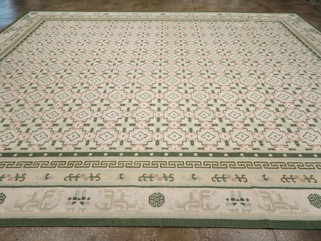 Large Vintage Indian Dhurrie Flatweave Carpet, No.29705 - Galerie Shabab