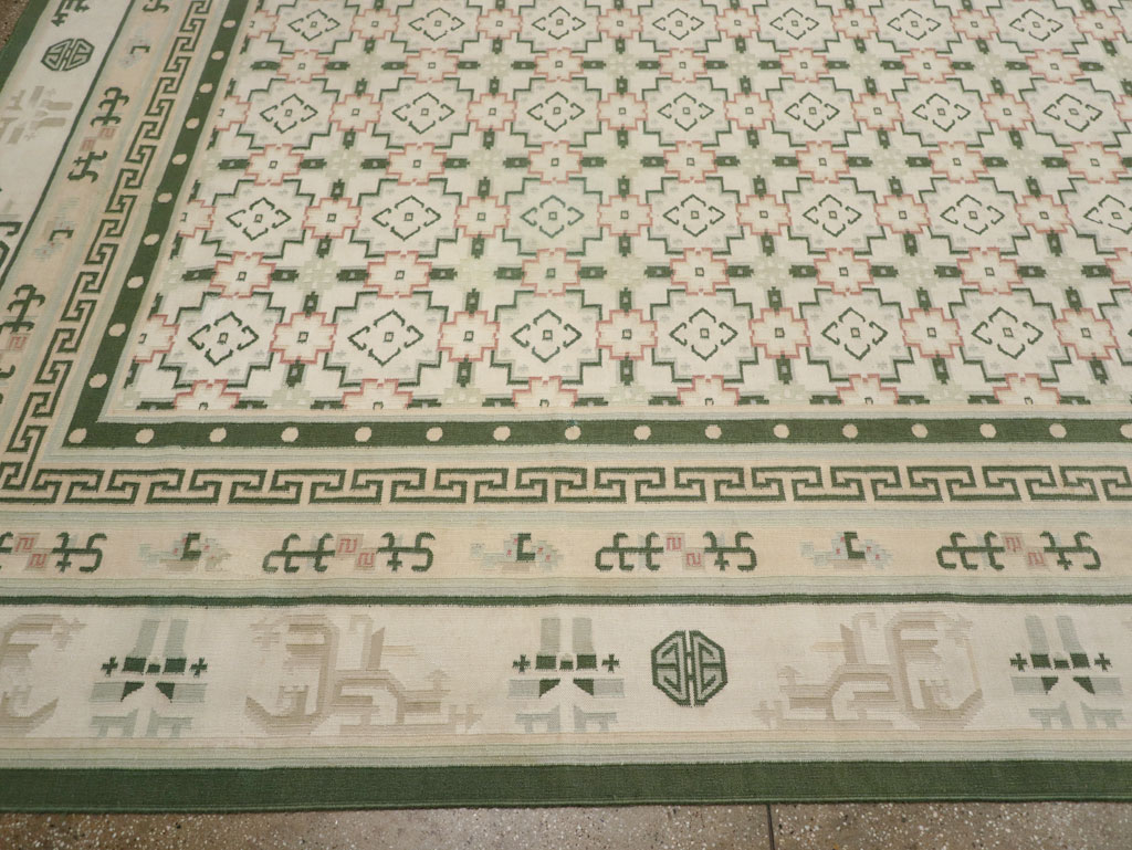 Large Vintage Indian Dhurrie Flatweave Carpet, No.29705 - Galerie Shabab