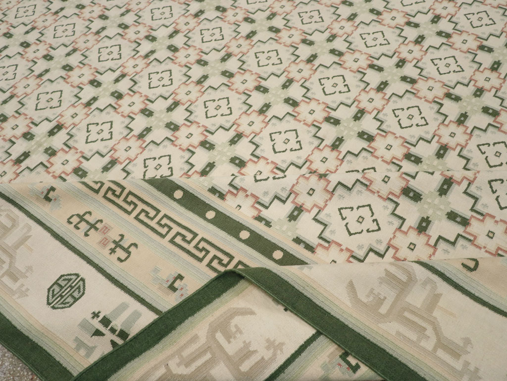 Large Vintage Indian Dhurrie Flatweave Carpet, No.29705 - Galerie Shabab