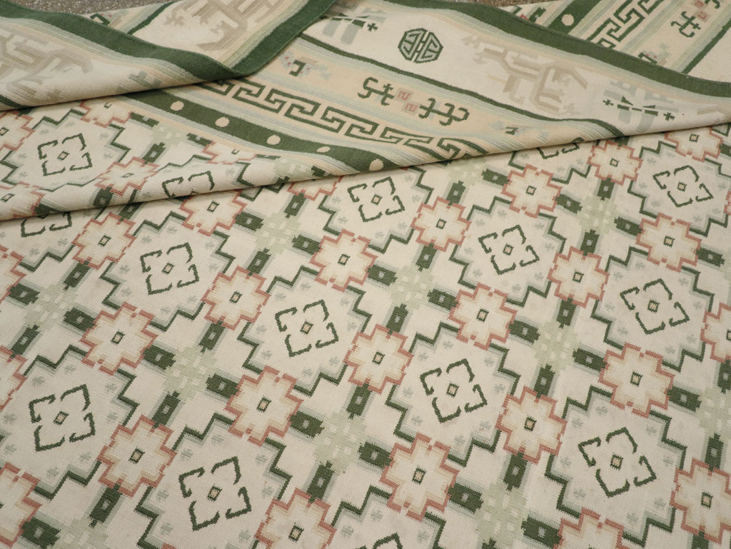 Large Vintage Indian Dhurrie Flatweave Carpet, No.29705 - Galerie Shabab