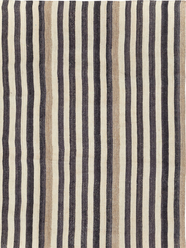 Modern Turkish Flatweave Kilim Room Size Carpet, No.29722 - Galerie Shabab