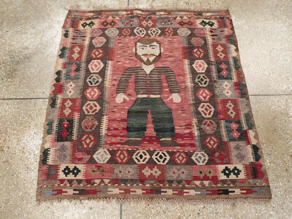 Vintage Turkish Pictorial Flatweave Kilim, No.29735 - Galerie Shabab