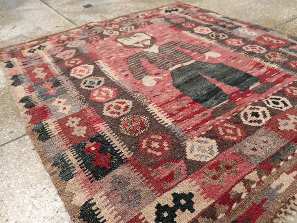 Vintage Turkish Pictorial Flatweave Kilim, No.29735 - Galerie Shabab