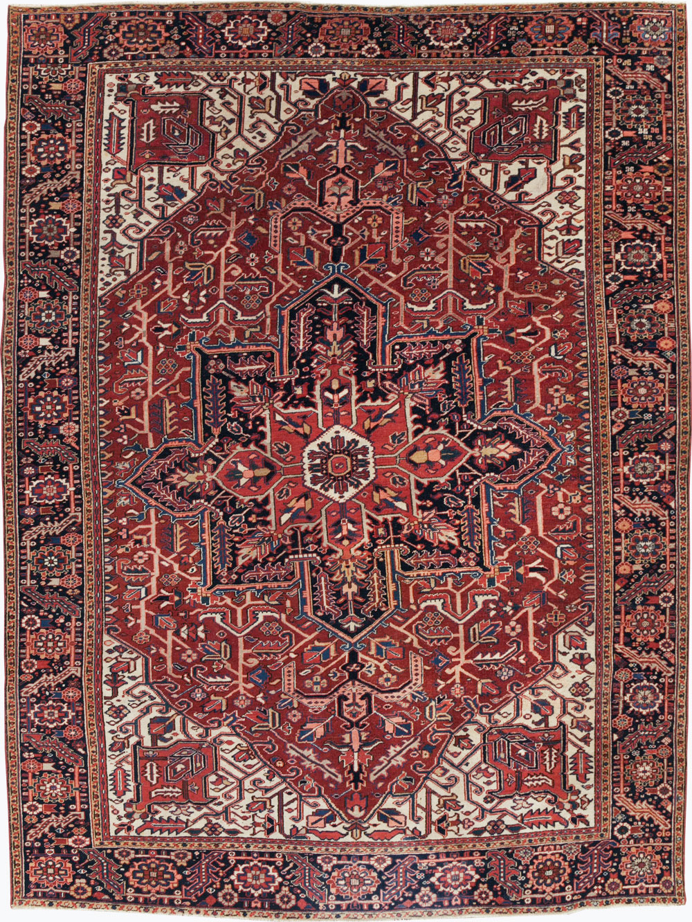 Vintage Persian Heriz Room Size Carpet, No.29742 - Galerie Shabab