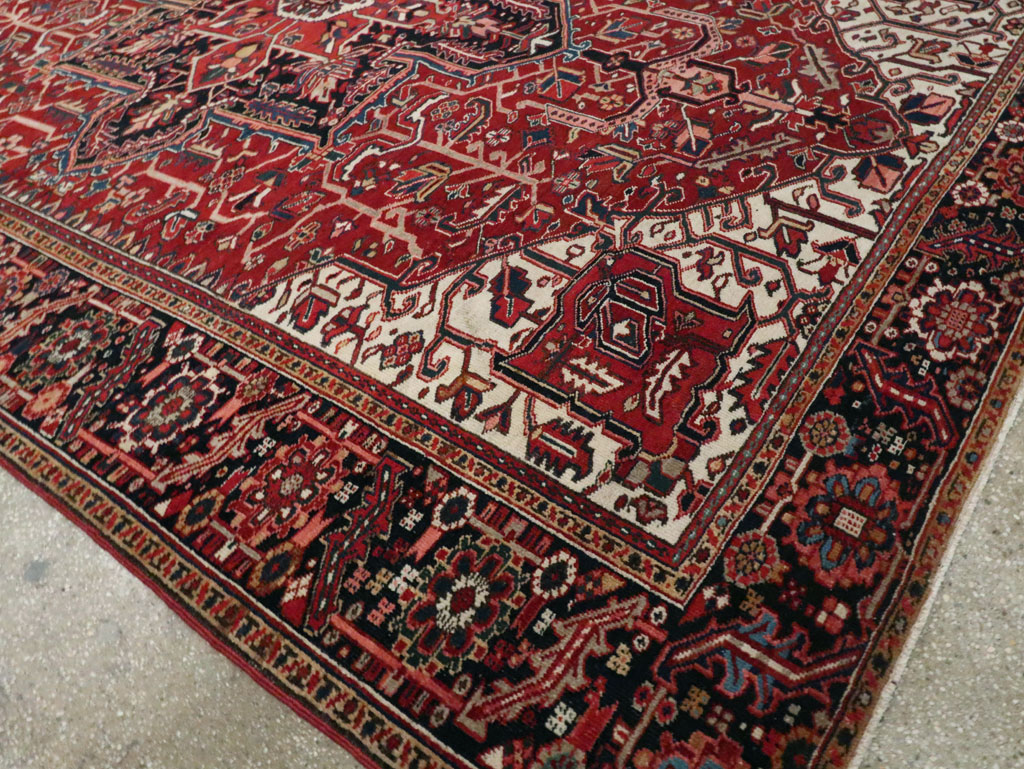 Vintage Persian Heriz Room Size Carpet, No.29742 - Galerie Shabab