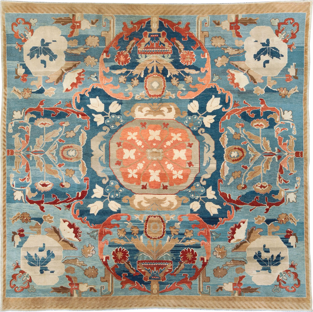 Vintage Indian Art Deco Square Room Size Carpet, No.29745 - Galerie Shabab