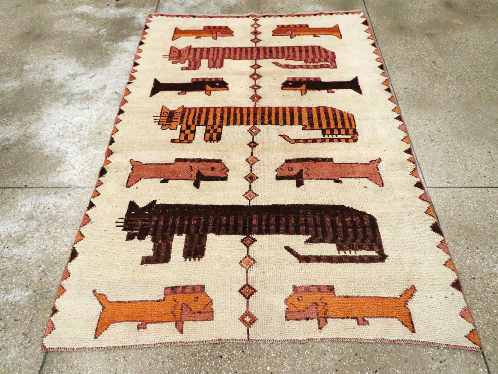 Vintage Persian Bakhtiari Pictorial Accent Rug (Pair: 1 of 2), No.29752 - Galerie Shabab
