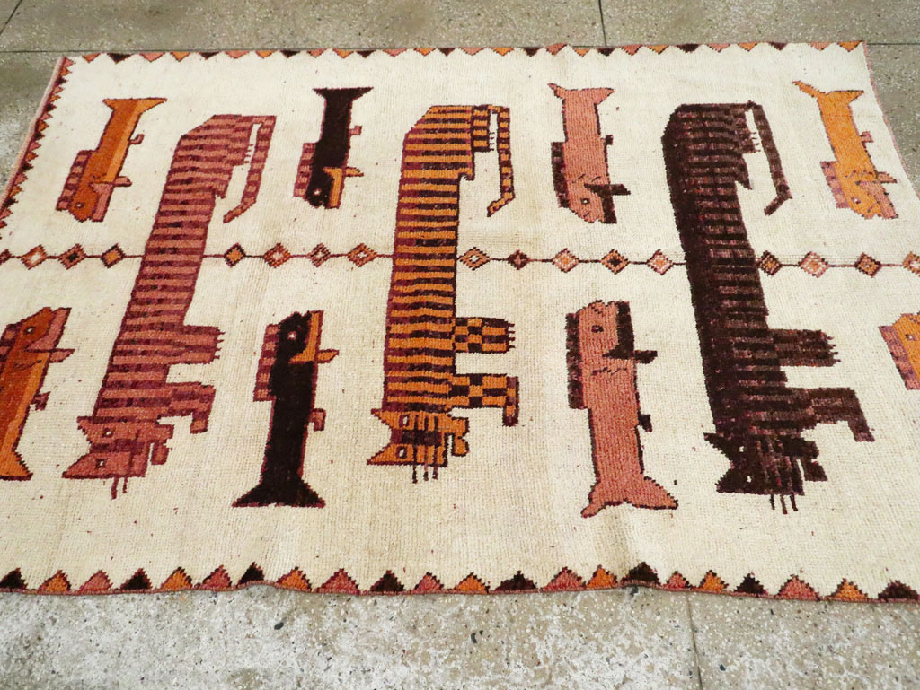 Vintage Persian Bakhtiari Pictorial Accent Rug (Pair: 1 of 2), No.29752 - Galerie Shabab