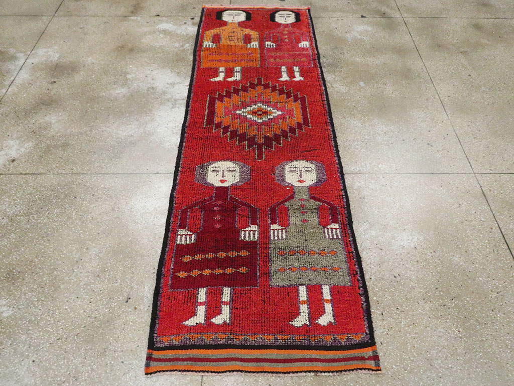 Vintage Turkish Anatolian Pictorial Runner, No.29757 - Galerie Shabab