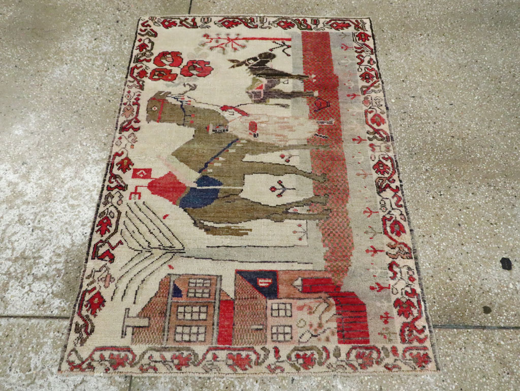 Vintage Turkish Anatolian Pictorial Throw Rug, No.29767 - Galerie Shabab