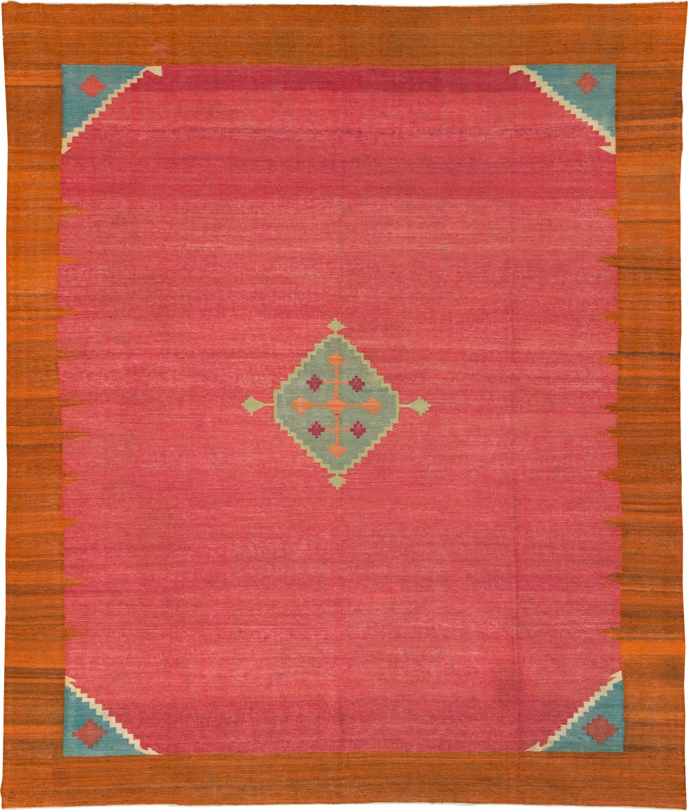 Antique Indian Flatweave Dhurrie Room Size Carpet, No.29772 - Galerie Shabab