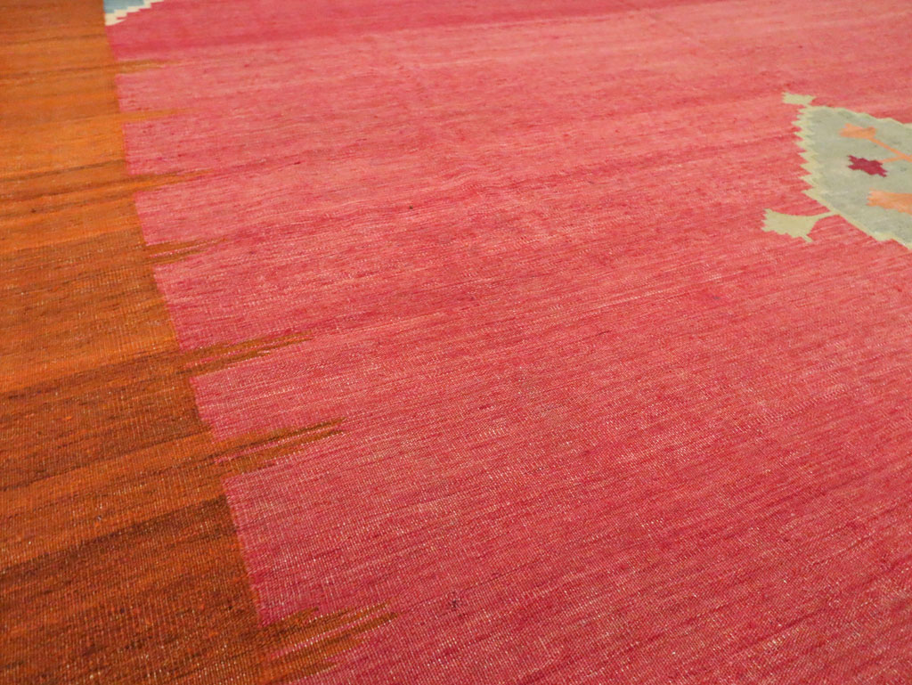 Antique Indian Flatweave Dhurrie Room Size Carpet, No.29772 - Galerie Shabab