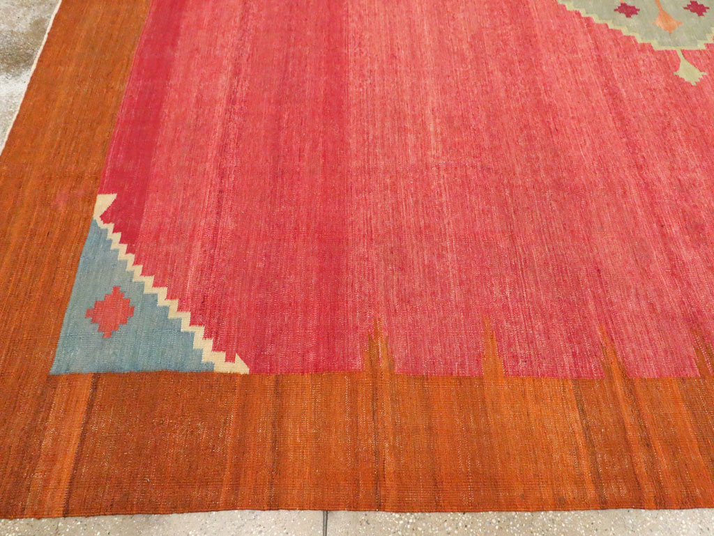 Antique Indian Flatweave Dhurrie Room Size Carpet, No.29772 - Galerie Shabab
