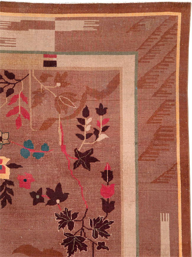 Chinese Art Deco Inspired Vintage Indian Carpet, No.29773 - Galerie Shabab