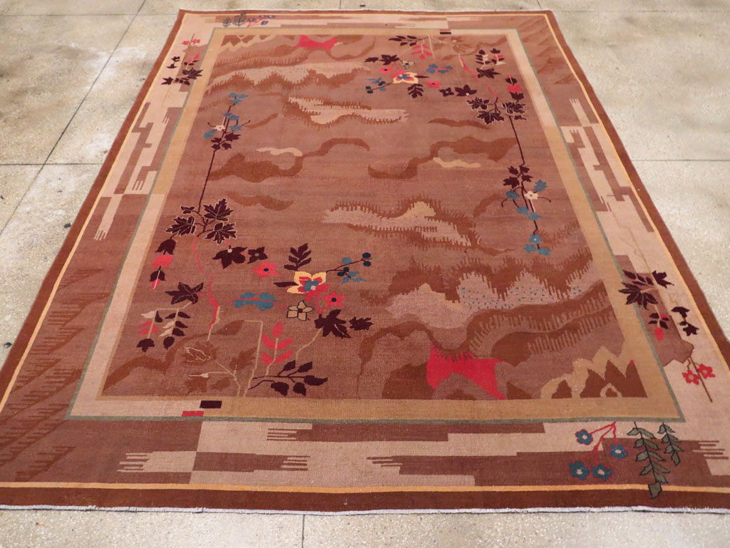 Chinese Art Deco Inspired Vintage Indian Carpet, No.29773 - Galerie Shabab