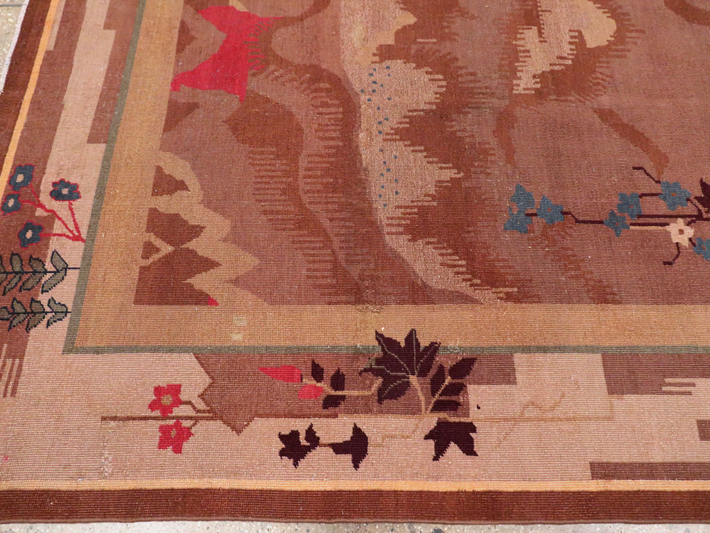 Chinese Art Deco Inspired Vintage Indian Carpet, No.29773 - Galerie Shabab