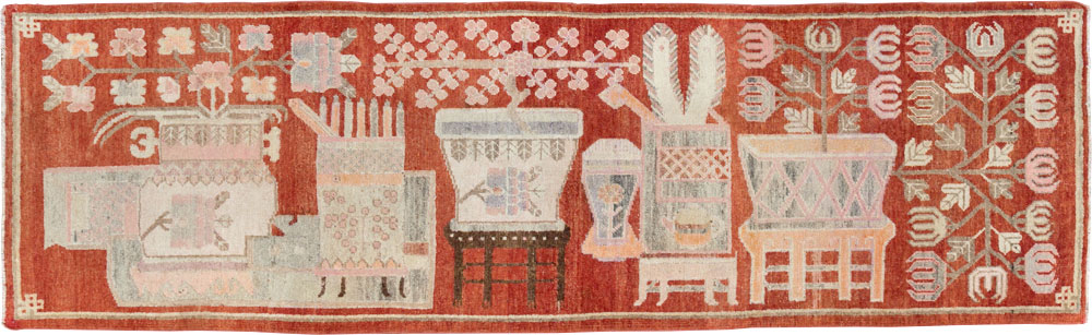 Vintage East Turkestan Pictorial Khotan Runner, No.29780 - Galerie Shabab