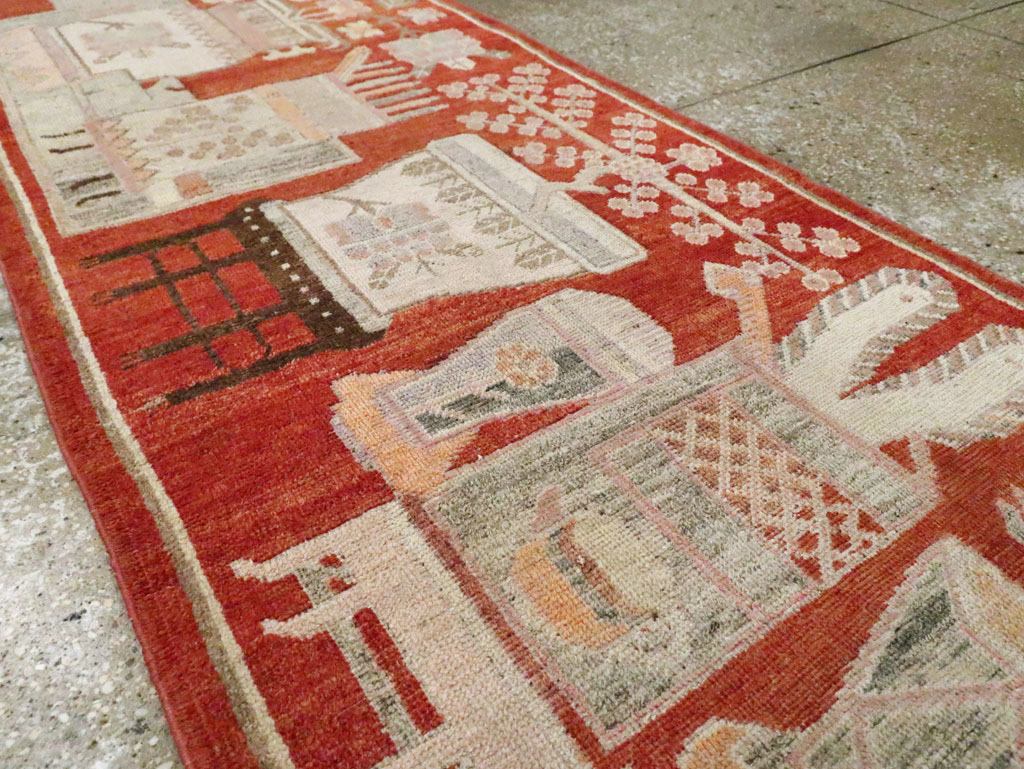 Vintage East Turkestan Pictorial Khotan Runner, No.29780 - Galerie Shabab