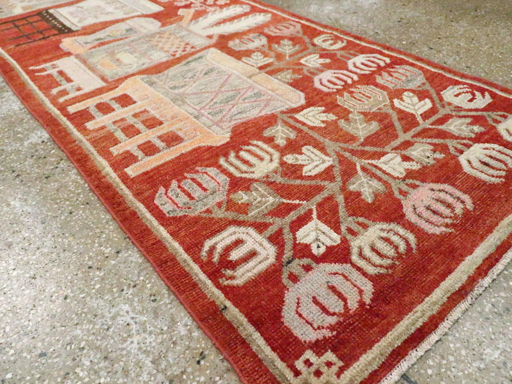 Vintage East Turkestan Pictorial Khotan Runner, No.29780 - Galerie Shabab