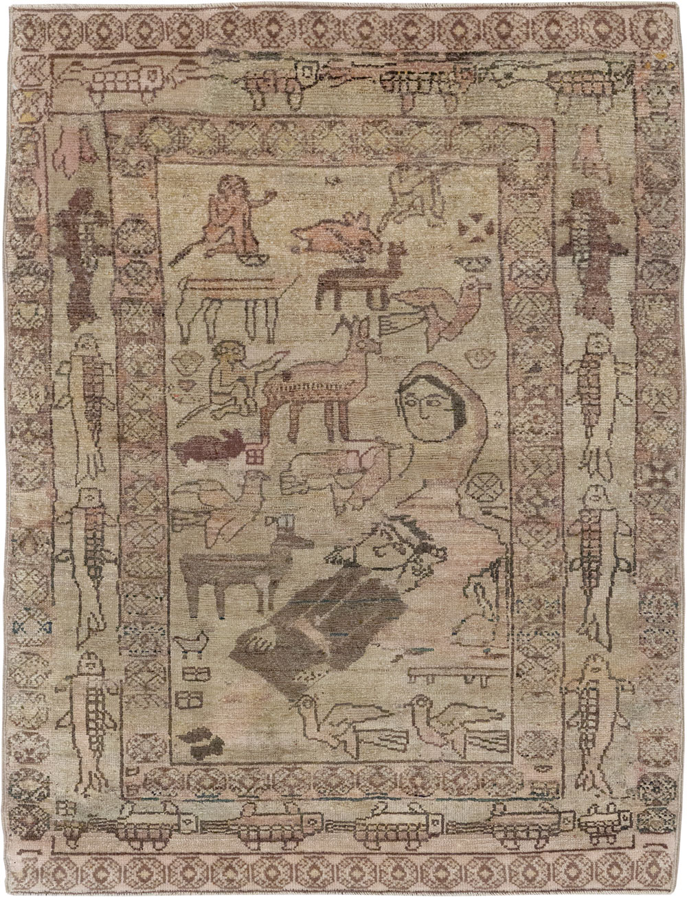 Antique Persian Malayer Pictorial Rug, No.29795 - Galerie Shabab