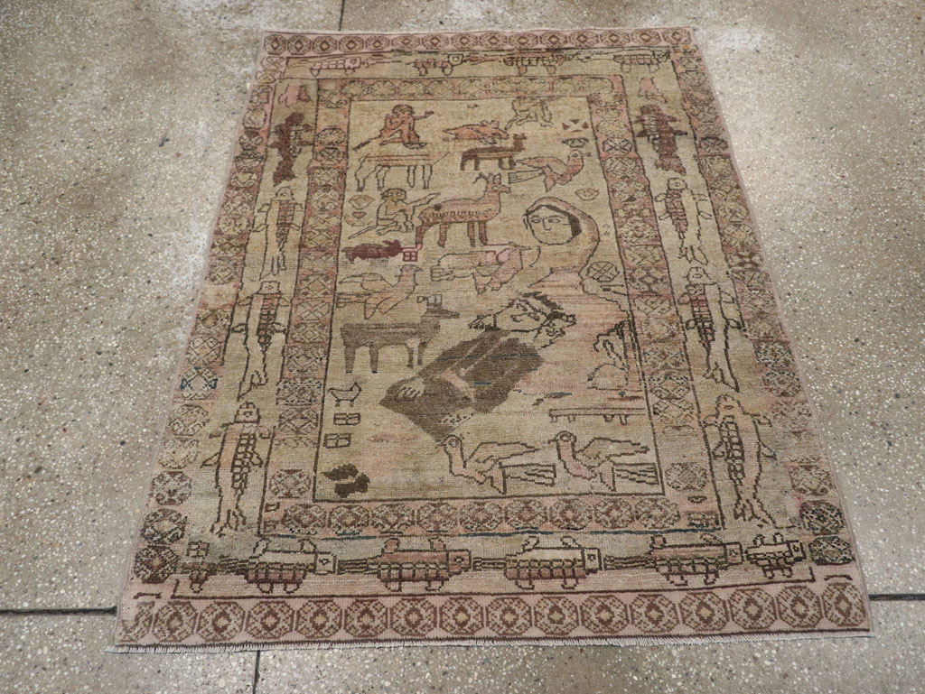 Antique Persian Malayer Pictorial Rug, No.29795 - Galerie Shabab