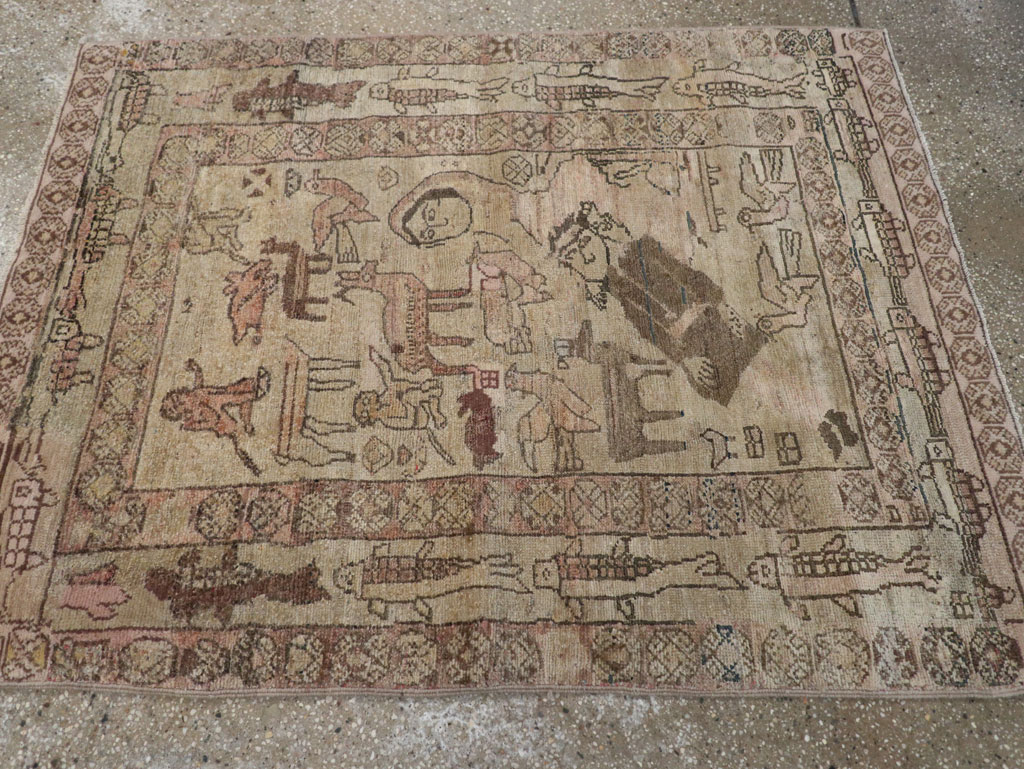 Antique Persian Malayer Pictorial Rug, No.29795 - Galerie Shabab